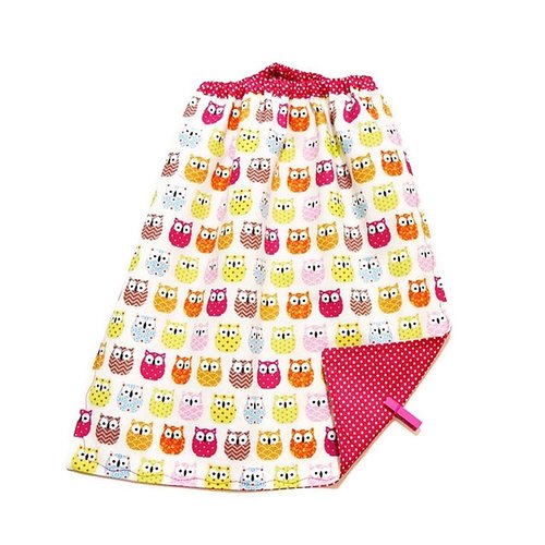Serviette de cantine maternelle, avec élastique, motifs petites chouettes colorées