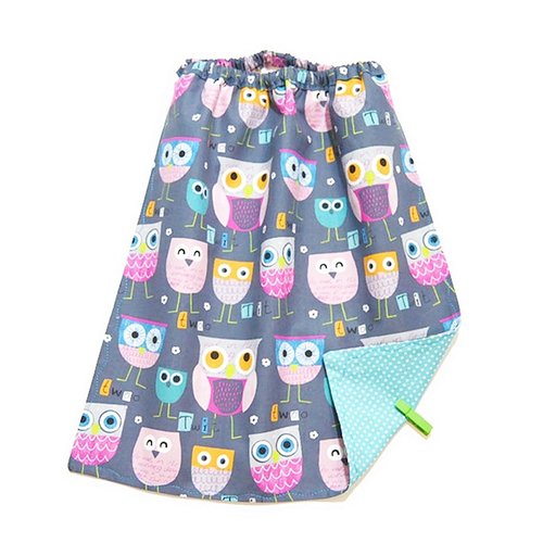 Serviette de table cantine maternelle avec élastique, motifs jolies chouettes
