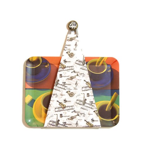 Range plateau ou porte plateau mural cuisine pour plateau rectangulaire, motifs musique