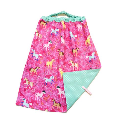 Serviette de table enfant avec élastique, pour la cantine maternelle, motifs petits poneys colorés