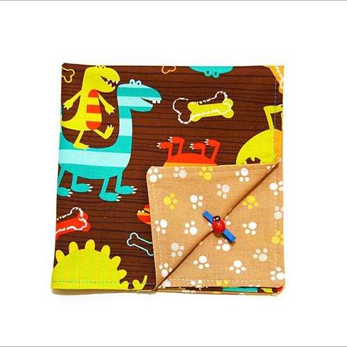 Serviette de table enfant doublée, pour la cantine, la maison, motifs petits dinosaures