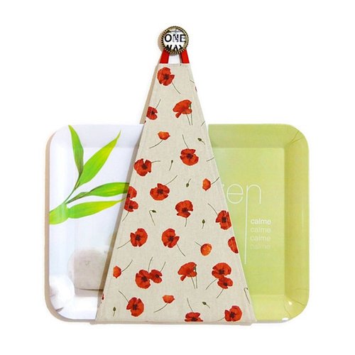 Range plateau ou porte plateau mural cuisine pour plateau rectangulaire, motifs coquelicots champêtres