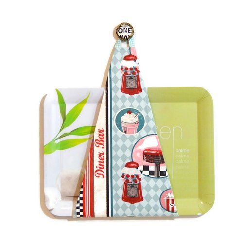 Range plateau mural cuisine pour plateau rectangulaire, motifs rétro vintage