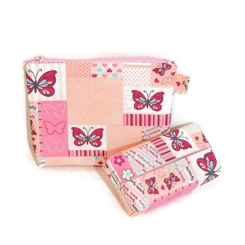 Trousse pochette pour sac à main accompagnée de son étui pour mouchoirs