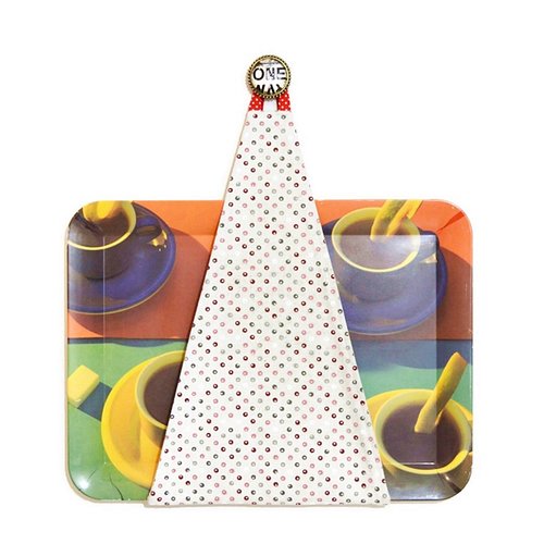 Range plateau mural cuisine pour plateau rectangulaire, motifs petits pois colorés