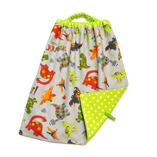 Serviette de table enfant, pour la cantine maternelle avec élastique, motifs petits dinosaures