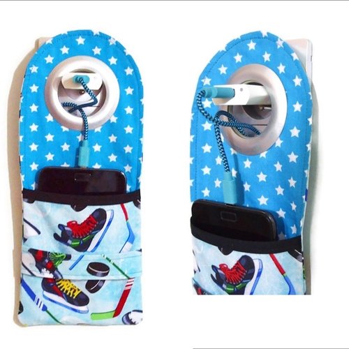Pochette chargeur de téléphone portable ou batterie externe, motifs sportifs hockey sur glace