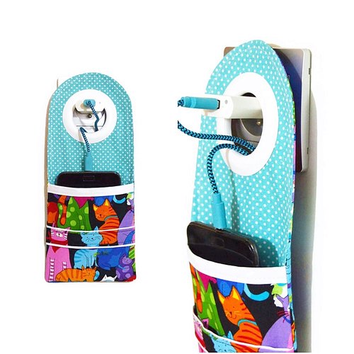 Pochette pour chargeur de téléphone ou batterie externe, motifs petits chats colorés