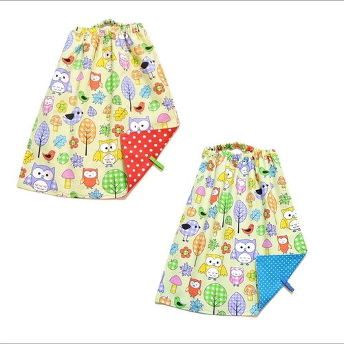 Serviette de table enfant cantine maternelle, motifs petites chouettes