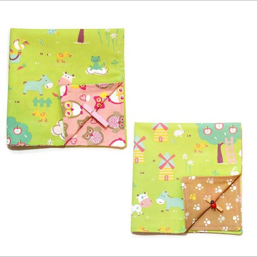 Serviette de table enfant cantine maternelle ou primaire, motifs campagnes