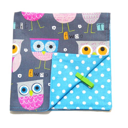 Serviette de table enfant doublée, pour la cantine, la maison, motifs jolies chouettes