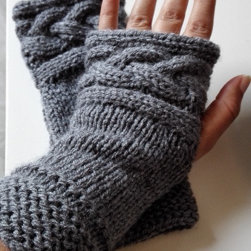 Mitaines Laine Torsade Framboise, Style Outlander, Pour Fans D'Écosse