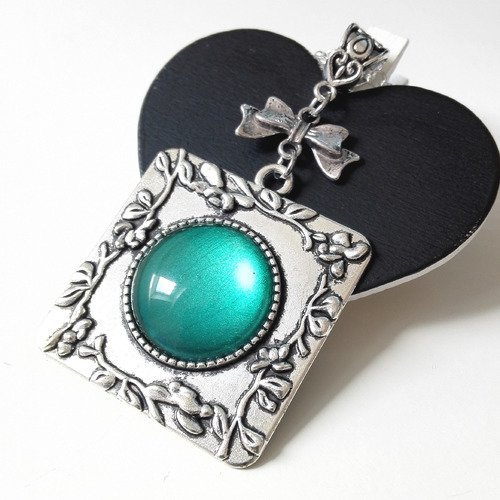 Collier miroir celtique outlander sassenach vert argenté féérique idée cadeau miss perles