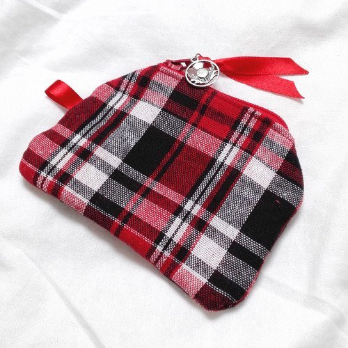 Porte monnaie outlander sassenach tissu tartan écossais chardon argenté rouge féérique idée cadeau miss perles