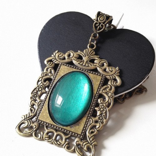 Collier miroir celtique outlander sassenach vert bronze antique féérique idée cadeau miss perles