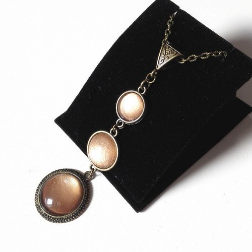 Collier celtique outlander, collier bridgerton, cabochon ambre moiré bronze vintage féérique idée cadeau miss perles