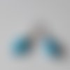 Boucles d'oreilles graphiques rectangles argentées bleues féériques miss perles