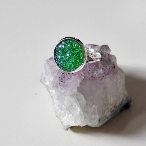 Bague outlander sassenach celtique argenté cristaux vert idée cadeau féérique miss perles