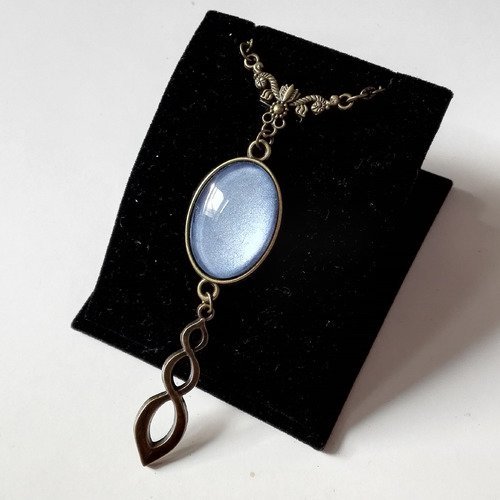 Collier outlander poignard celtique cabochon bleu bronze antique féérique sassenach fraser idée cadeau miss perles