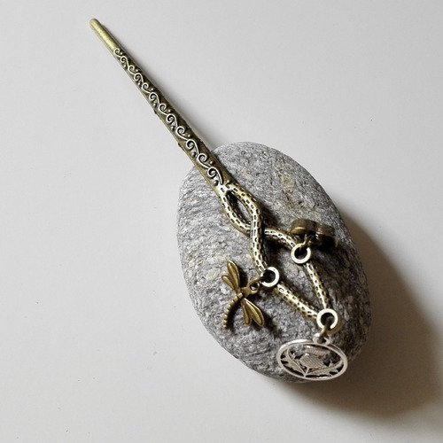 Pic à chignon outlander chardon écossais libellule argenté bronze  vintage antique celtique féérique idée cadeau