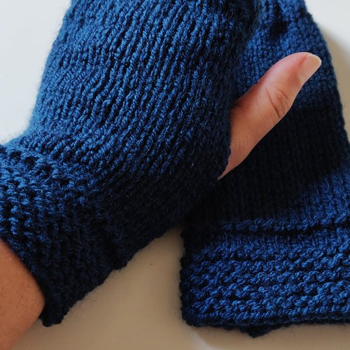Mitaines outlander gants laine celtique bleu indigo ecosse claire sassenach idée cadeau femme miss perles