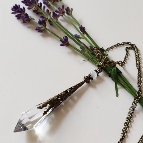 Collier sautoir pendule celtique féérique bronze antique médiévale idée cadeau vintage  miss perles