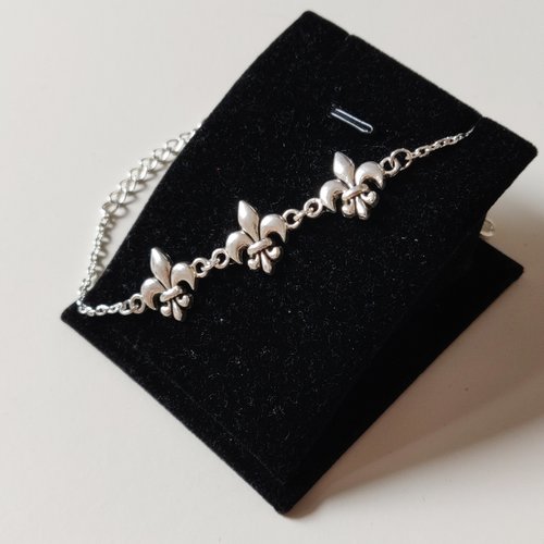 Bracelet royal fleur de lys vintage argenté reign versailles paris outlander idée cadeau miss perles