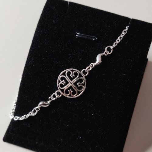 Bracelet noeuds celtiques medaillon vintage argenté claire sassenach outlander fraser idée cadeau femme miss perles