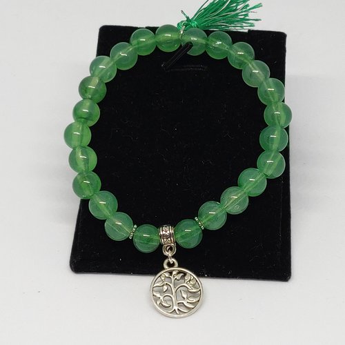 Bracelet tibetain arbre de vie zen argenté perles vertes zen idée cadeau miss perles