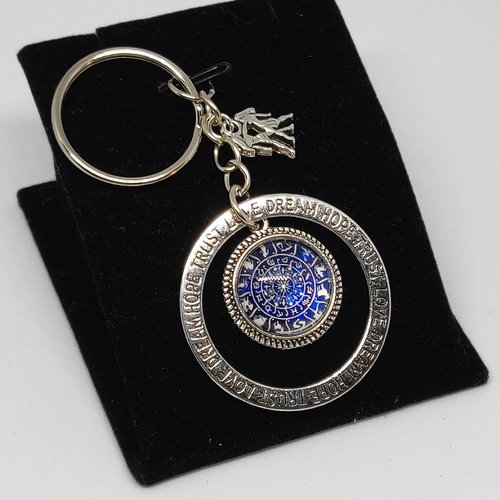 Porte clés gémeaux signe astrologique constellation anneau gravé argenté bleu nuit féérique idée cadeau miss perles