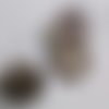 Boucles d'oreilles h p hiboux steampunk  cabochon capsules de café nespresso marrons et chouettes argentées 