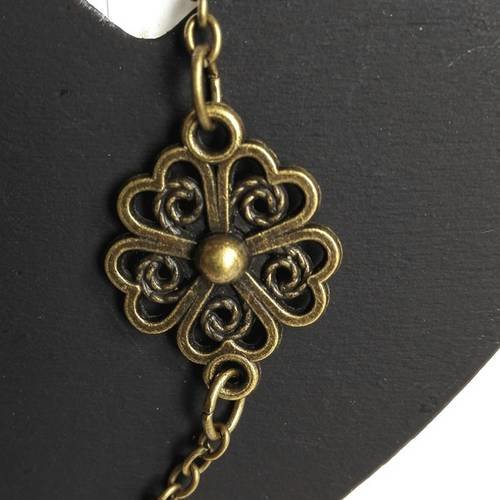 Bracelet chaine cabochon médiéval bronze " fleurs celtiques féériques " vintage rétro chic game of thrones 
