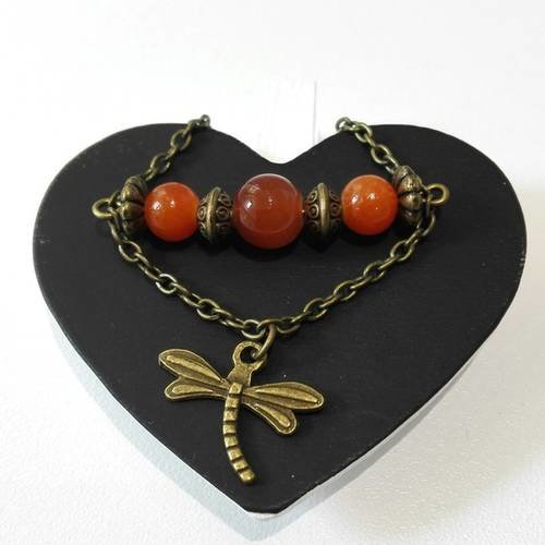 Bracelet bronze libellules et perles marrons féériques fairy outlander  boutique miss perles 
