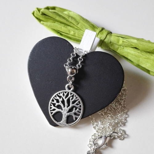 Collier arbre de vie, collier inspiration nature, bijou celtique, bijou minimaliste, argenté, simple, idée cadeau , miss perles