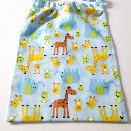 Serviette élastique bébé idée cadeau naissance coffret animaux girafe bleu baby shower 