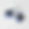 Boucles d'oreilles nespresso noires et bleues carré graphiques féériques 