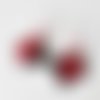 Boucles d'oreilles nespresso noires et rouges carrés graphiques féériques 