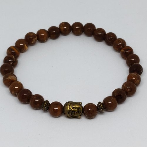 Bracelet bouddha homme bronze antique marron univers zen meditation  idée cadeau miss perles
