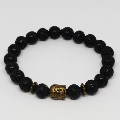 Bracelet bouddha bronze antique noir univers zen meditation  idée cadeau miss perles