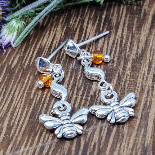 Boucles D'oreilles Outlander - Chardon écossais En Verre Beige/argenté - Thème Sassenach Écosse - Neuf Sans Emballage