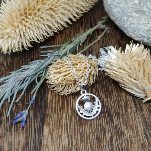 Collier chardon écossais outlander inspiration bijoux sassenach argenté  claire clan fraser idée cadeau féérique miss perl