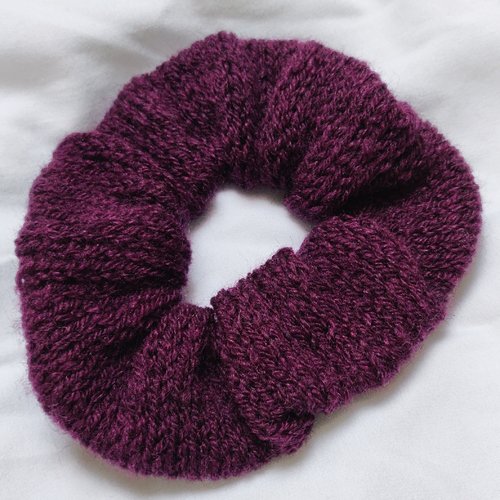 Chouchou scrunchies tricoter laine bordeaux élastique à cheveux accessoires vintage idée cadeau miss perles