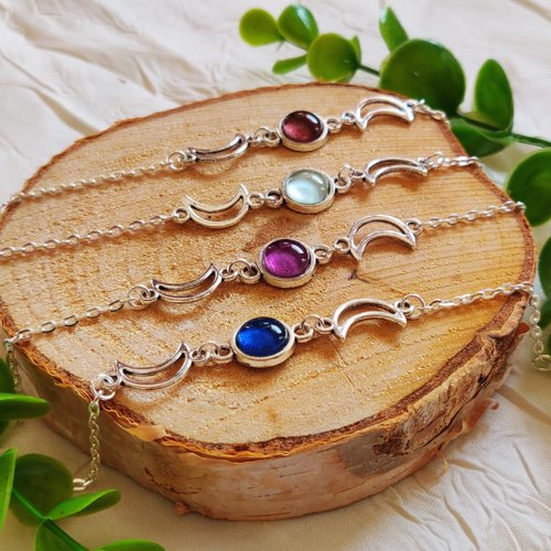 Bracelet phase de lune, bracelet lune celtique, argenté, bijou céleste, féérique, idée cadeau femme, miss perles