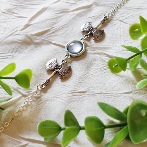 Bracelet celtique double hache, bracelet vikings, bijou lagertha, argenté, ragnar lothbrok, idée cadeau femme, miss perles