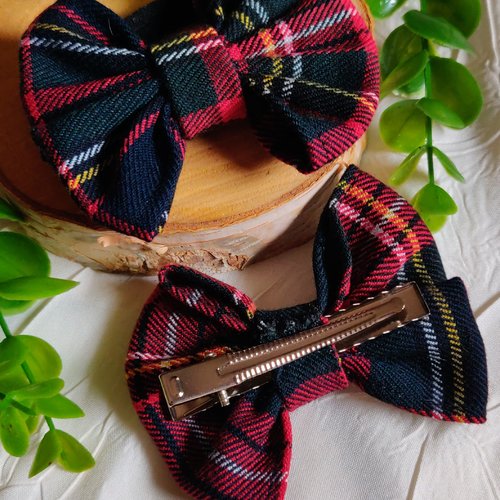 Barrette tartan outlander, élastique à cheveux outlander, ecosse, noeud tissu tartan écossais, idée cadeau femme