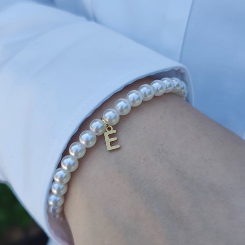 Bracelet de perles lili personnalisé, acier inoxydable, bracelet mariage vintage, cadeau femme,  noel, fête des mères