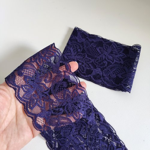 Bandeau en dentelle élastique pour cheveux bleu marine pour femme fait main coiffure vintage