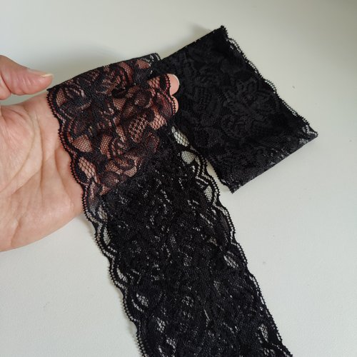 Bandeau en dentelle élastique noir pour femme fait main coiffure vintage