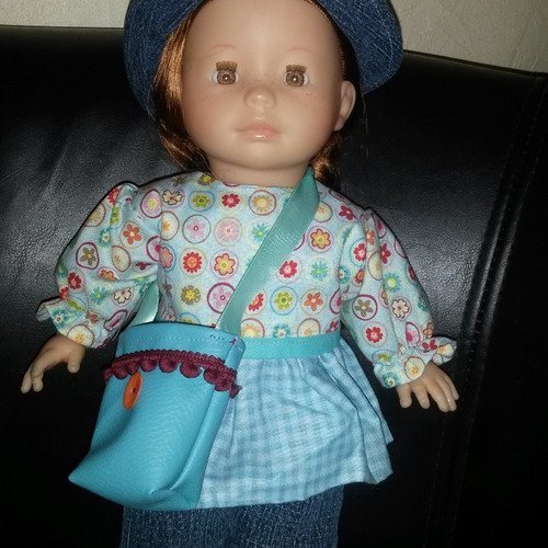 Vêtement pour poupée 36 cm ma corolle chapeau réversible, tunique, short/ bermuda/ sac en similicuir