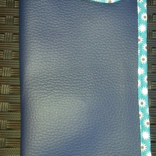 Étui pour lunettes ou portable en similicuir  bleu